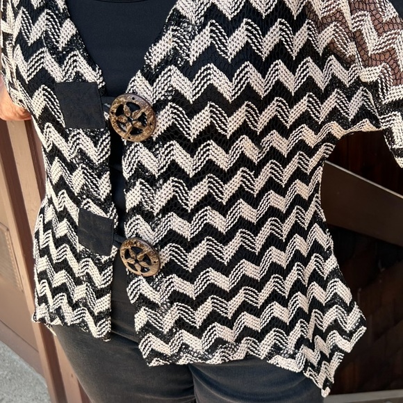 Top/other-Kaktus, swing flow zig zag thin artistic top, mesh, shark tail hem, M - Picture 12 of 17